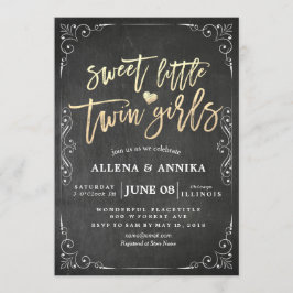 Elegante Schwarz-weiße Babydusche Sweet Little Twi Einladung