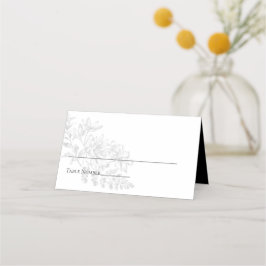 Elegante Schwarz-weiße Blumenhochzeit Platzkarte