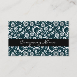 Elegante Schwarz-weiße Blumenkarte Visitenkarte