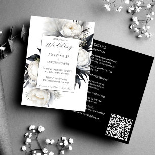 Elegante schwarz-weiße Boho-Hochzeit in einem Einladung