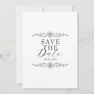 Elegante schwarz-weiße botanische Hochzeit im Stil Save The Date