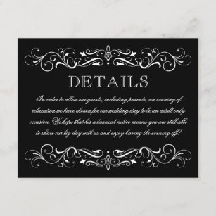 Elegante Schwarz-weiße Ehebetrezeption Begleitkarte
