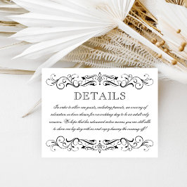 Elegante Schwarz-weiße Ehebetrezeption Begleitkarte