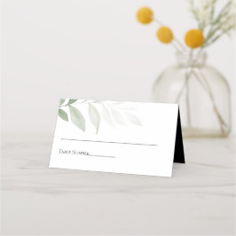 Elegante Schwarz-weiße Einfache Grüne Hochzeit Platzkarte