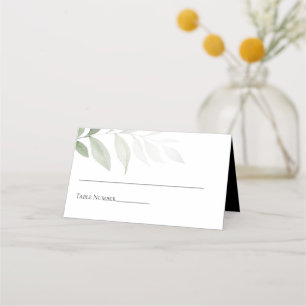 Elegante Schwarz-weiße Einfache Grüne Hochzeit Platzkarte