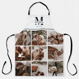 Elegante Schwarz-weiße Familienfoto Collage Schürze