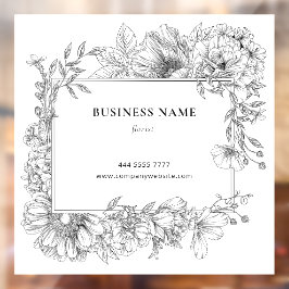 Elegante Schwarz-weiße florale Grenze Floristische Fensteraufkleber