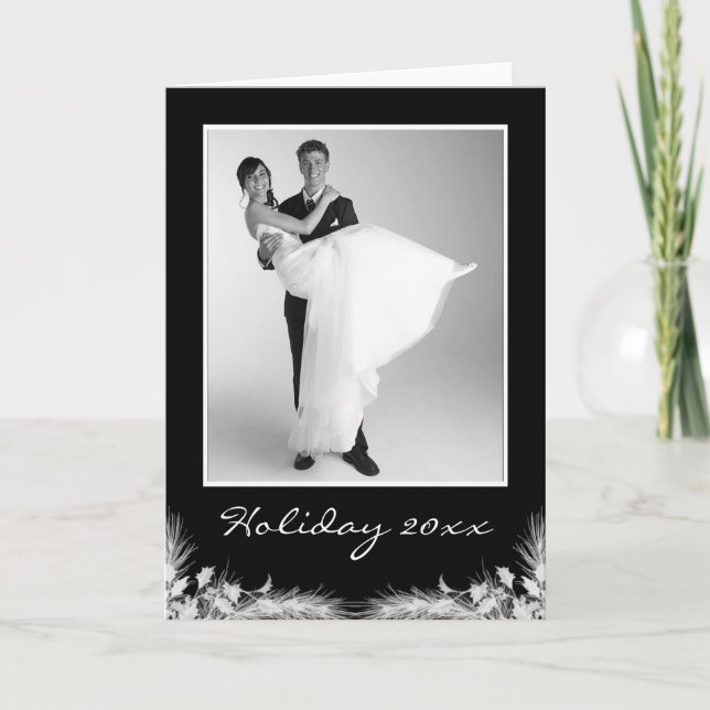 Elegante Schwarz-weiße Fotovorlage Weihnachten (Vorderseite)