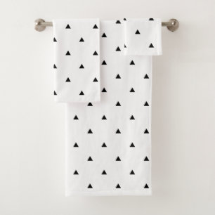 Elegante Schwarz-weiße geometrische Dreiecke des Badhandtuch Set