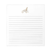 Elegante Schwarz-weiße Gold Script Monogram Lined
