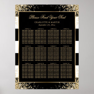 Elegante Schwarz-weiße Golddecke für Hochzeiten 12 Poster