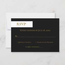 Elegante Schwarz-weiße Goldmedaille RSVP Karte