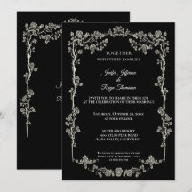 Elegante schwarz-weiße gotische Hochzeitseinladung