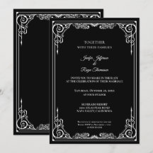 Elegante schwarz-weiße gotische Hochzeitseinladung