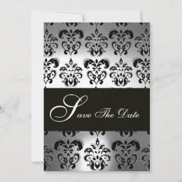 ELEGANTE SCHWARZ-WEISSE GRAUENDAMASK MONOGRAMM-Hoc Save The Date