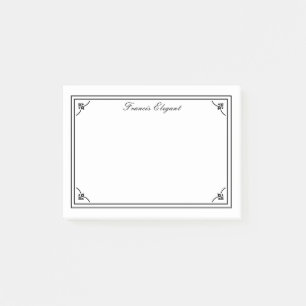 Elegante Schwarz-weiße Grenznotizen Personalisiert Post-it Klebezettel