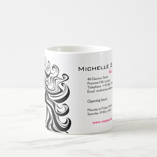 Elegante Schwarz-weiße Haarverlängerungen für Wavy Kaffeetasse (Mittel)