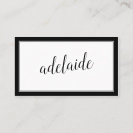 Elegante Schwarz-weiße handgeschriebene Skriptsign Visitenkarte