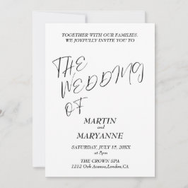 Elegante Schwarz-weiße Hochzeit Einladung