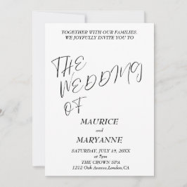 Elegante Schwarz-weiße Hochzeit Einladung