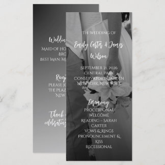 Elegante schwarz-weiße Hochzeit Programm