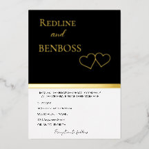 Elegante schwarz-weiße Hochzeitseinladung Gold