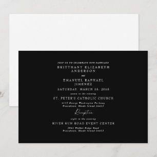 Elegante schwarz-weiße Hochzeitseinladung ohne Elt Einladung