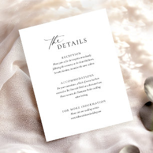 Elegante Schwarz-weiße Hochzeitskarte Begleitkarte