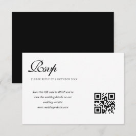 elegante schwarz-weiße Hochzeitskarte QR-Code rsvp