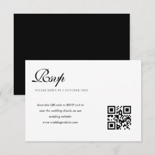 elegante schwarz-weiße Hochzeitskarte QR-Code rsvp