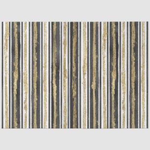 Elegante Schwarz-weiße Imitate Gold Streifen Luxus Seidenpapier