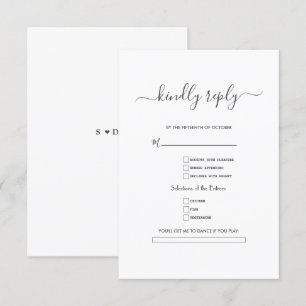 Elegante Schwarz-weiße Kalligraphie-Hochzeit RSVP Karte