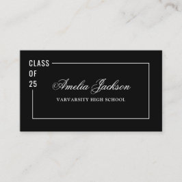 Elegante Schwarz-weiße Klasse mit 25 Graduate Name Visitenkarte