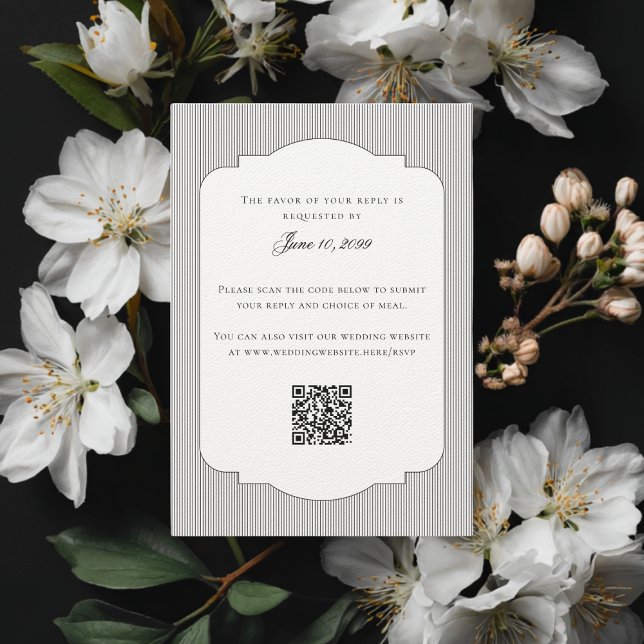 Elegante Schwarz-weiße klassische Skripthochzeit o RSVP Karte (Von Creator hochgeladen)