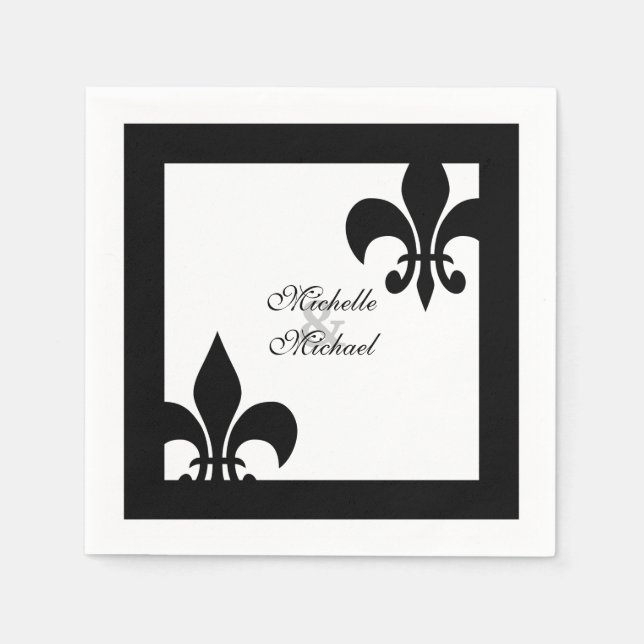 Elegante Schwarz-weiße Lilie Wedding Serviette (Vorderseite)