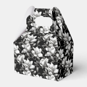 Elegante Schwarz-weiße Magnolia-Blume gekachelt Geschenkschachtel