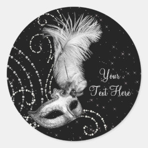 Elegante Schwarz-weiße Masquerade Party Stickers