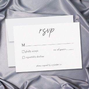 Elegante schwarz-weiße minimalistische Hochzeit RSVP Karte