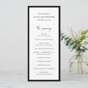 Elegante schwarz-weiße moderne Hochzeit Programm