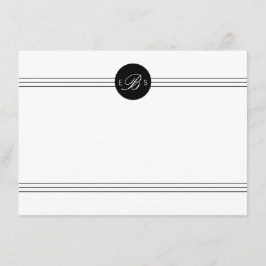 Elegante Schwarz-weiße Monogram Custom Stationery Mitteilungskarte