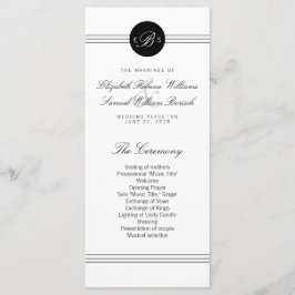 Elegante Schwarz-weiße Monogramm-Rackkarten Programm