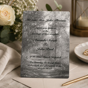 Elegante schwarz-weiße Natur-Hochzeit Einladung