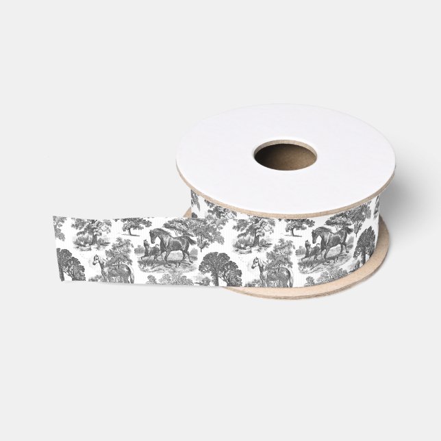 Elegante Schwarz-weiße Pferde Ripsband (Spule)