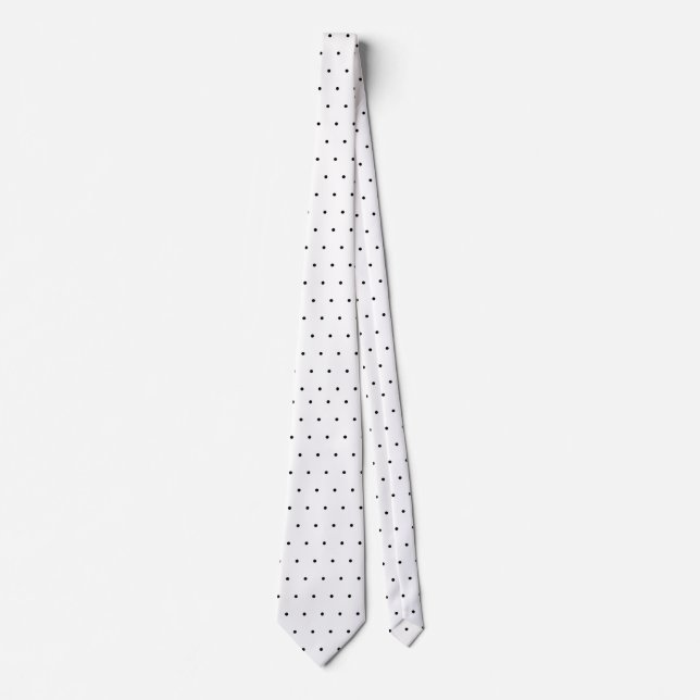 Elegante Schwarz-weiße Polka Dots Krawatte (Vorderseite)