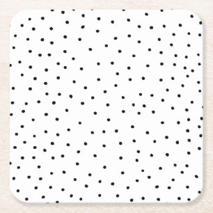Elegante Schwarz-weiße Polka-Punkte Rechteckiger Pappuntersetzer