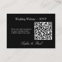 Elegante Schwarz-weiße QR-Code-Website RSVP-Karte