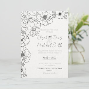 Elegante Schwarz-weiße Rose Kunst, Dichtung und Mu Einladung