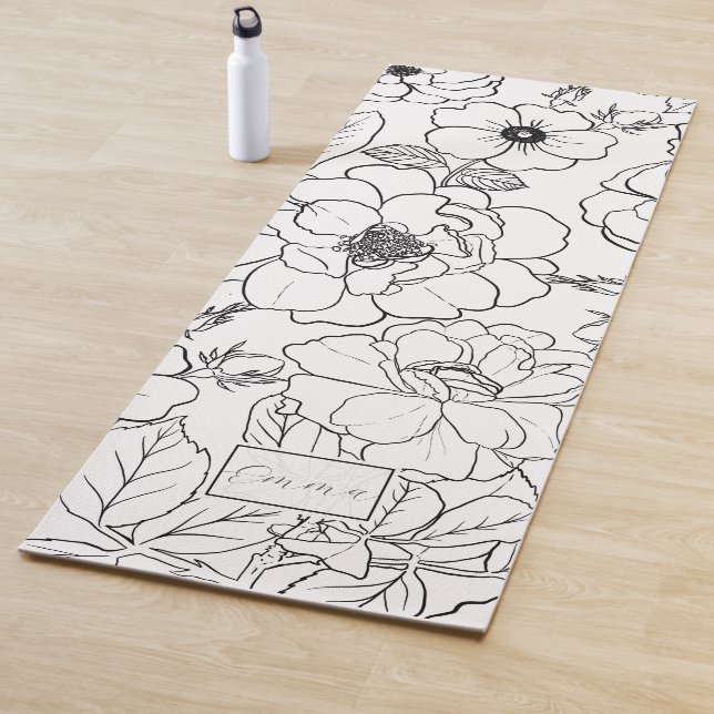 Elegante Schwarz-weiße Rose Kunst, Dichtung und Mu Yogamatte (Beispiel)