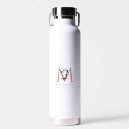 Elegante Schwarz-weiße Rose Trinkflasche