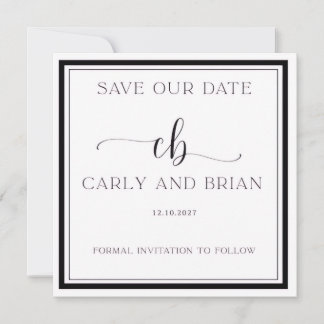 Elegante Schwarz-Weiße Save-the-Date-Karte Einladung